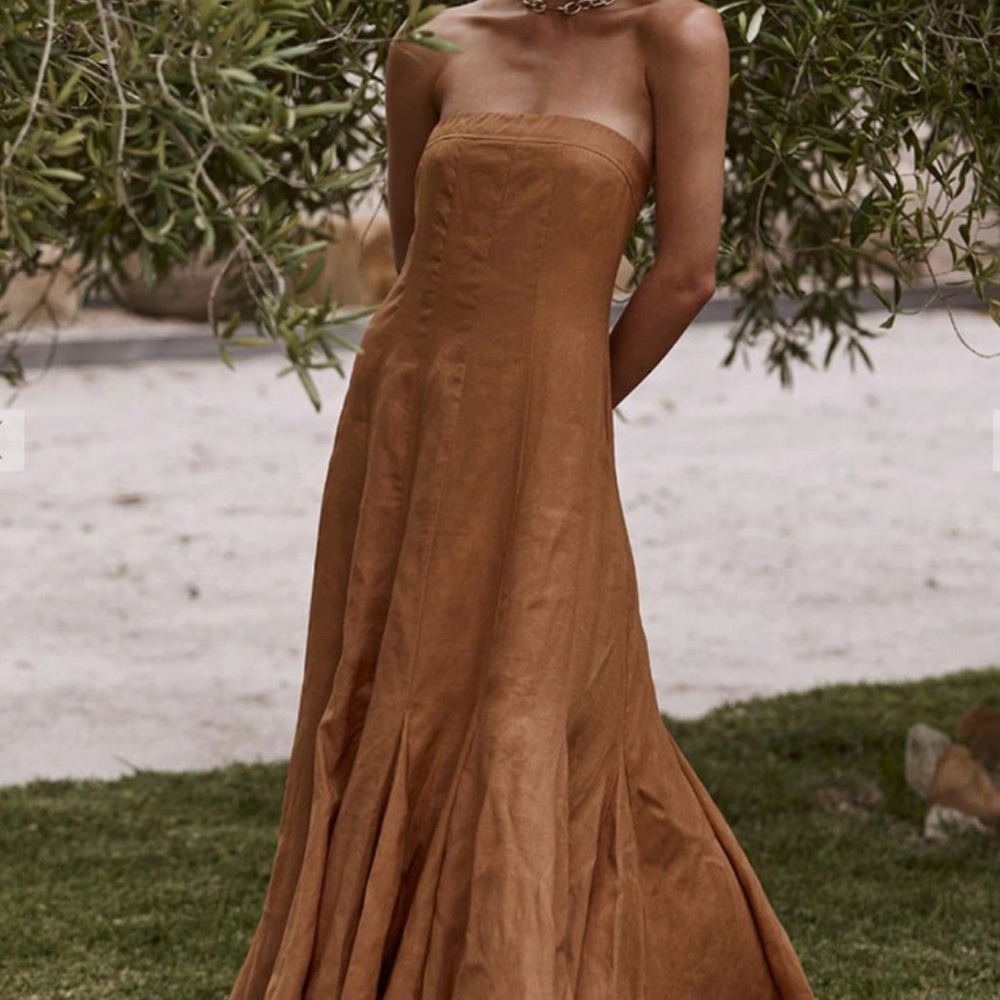 Dissh burnt orange linen maxi dress size 2